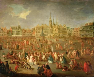 Der Grand Place während des Mardi Gras, Cambrai, 1765